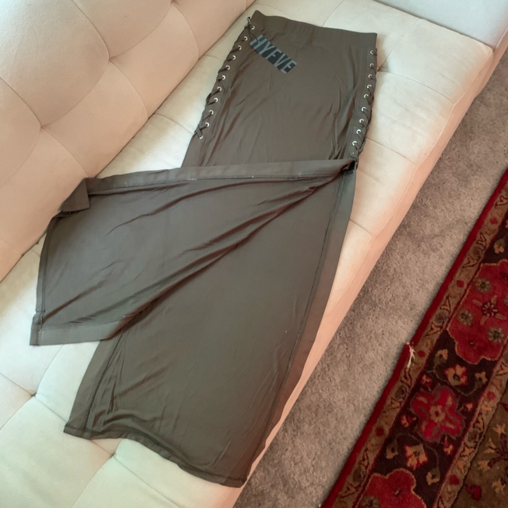 Medium pencil skirt w/ side slits & lace up detail